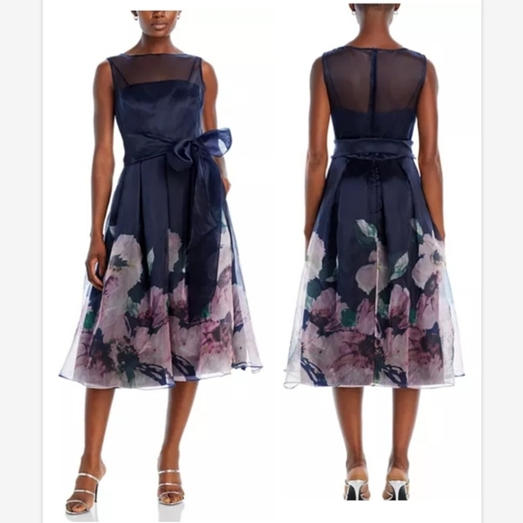 Eliza JSleeveless Sash Tie Midi Dress SZ 14 NEW
